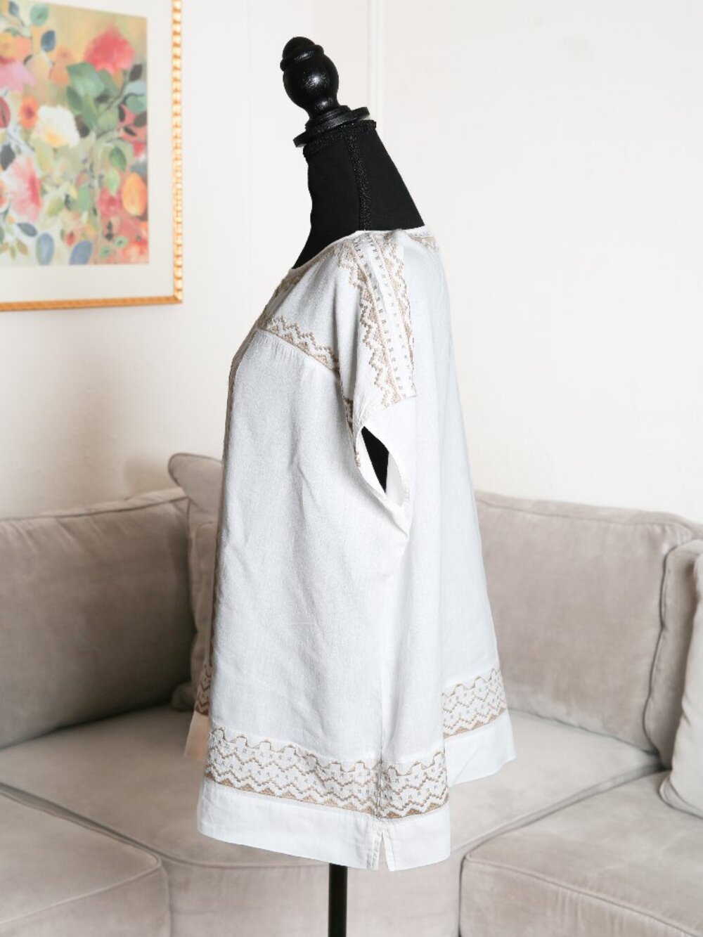 J. JILL Boho Embroidered Linen-Blend Top - Picture 2 of 12